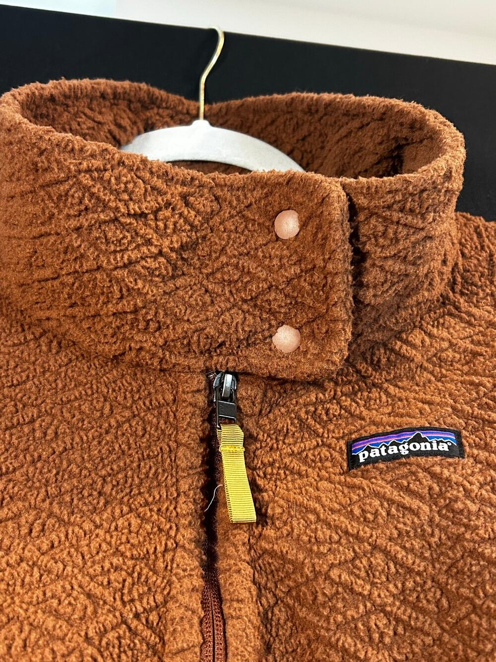 Patagonia Woolyester Fleece Jacket Men XL Brown Diamond Full Zip Outdoor